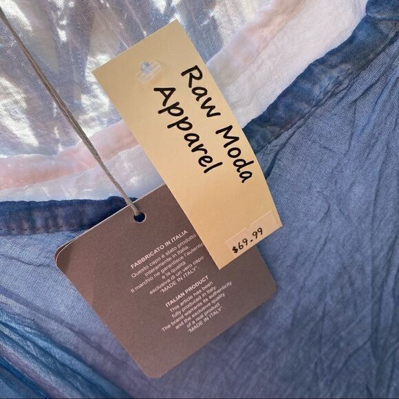 Italian Two Pieces Long Cotton Raw Moda Dress denim blue NWT - Picture 8 of 16